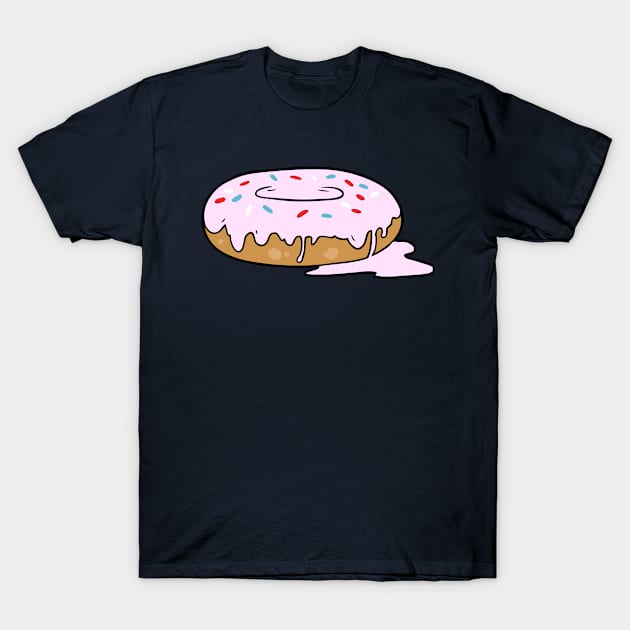 Melting Frosting Pink Donut with Sprinkles T-Shirt by InkyArt